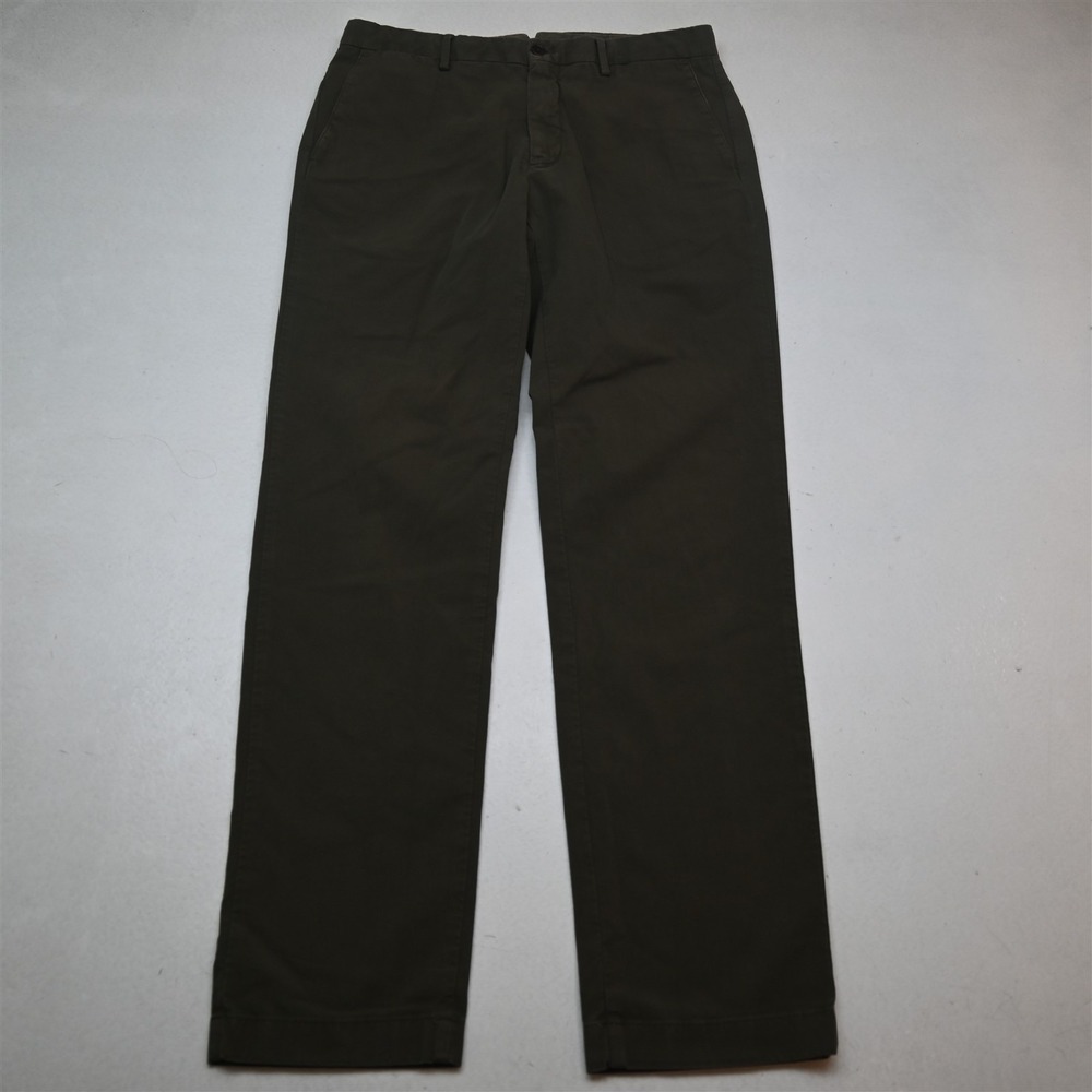 Ledbury 30x32 Dark Olive Green Cotton Richmond Flat Front Straight Mens Pants